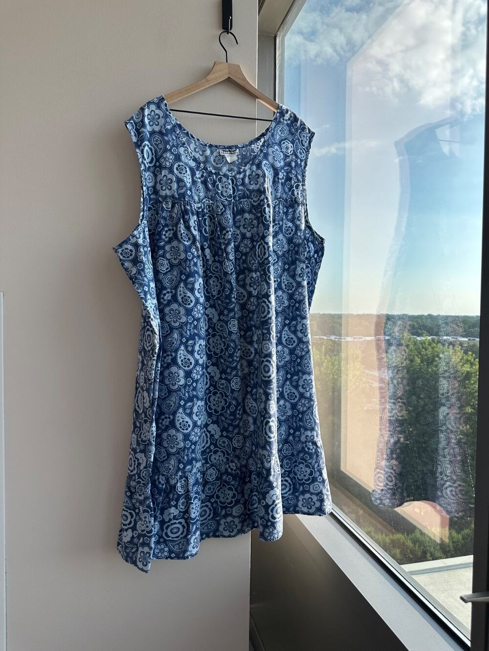 Vintage Anthony Richards Blue Floral Mumu Home-Lounging Dress Women's Size 4X